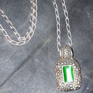 GORGEOUS!Vtg silver Pendent w/24inch 925SterlingSilver PaperclipStyleNecklace